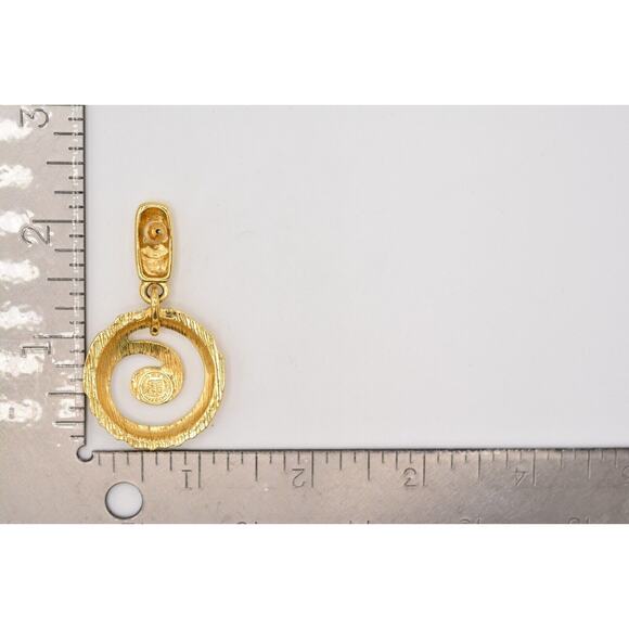 Givenchy Vintage Dangle Earrings Brushed Gold Dangle Shiny Signed 1980s BinAK - Picture 12 of 12